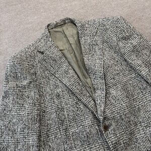 Baldessarini Tweed White Black Brown Lined Wool Blazer Glen Plaid‎ 48 Italy
